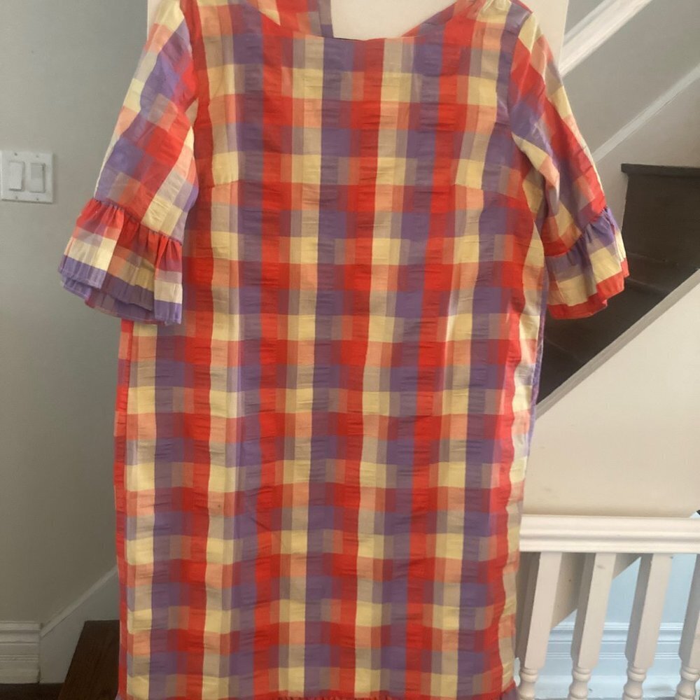 Plaid Dress with Ruffle Hem - Picture 5 of 11